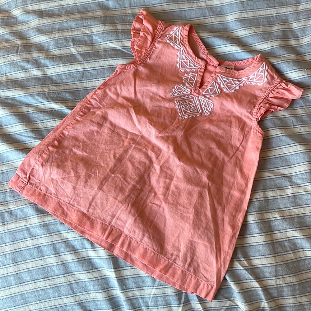 Peach embroidered toddler top 2T
